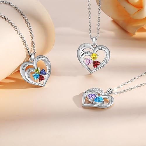 Miniatura 7 de Jeweidea Collar con colgante de piedra natal y nombre personalizado para mujer, regalo de joyería personalizado para mamá, esposa