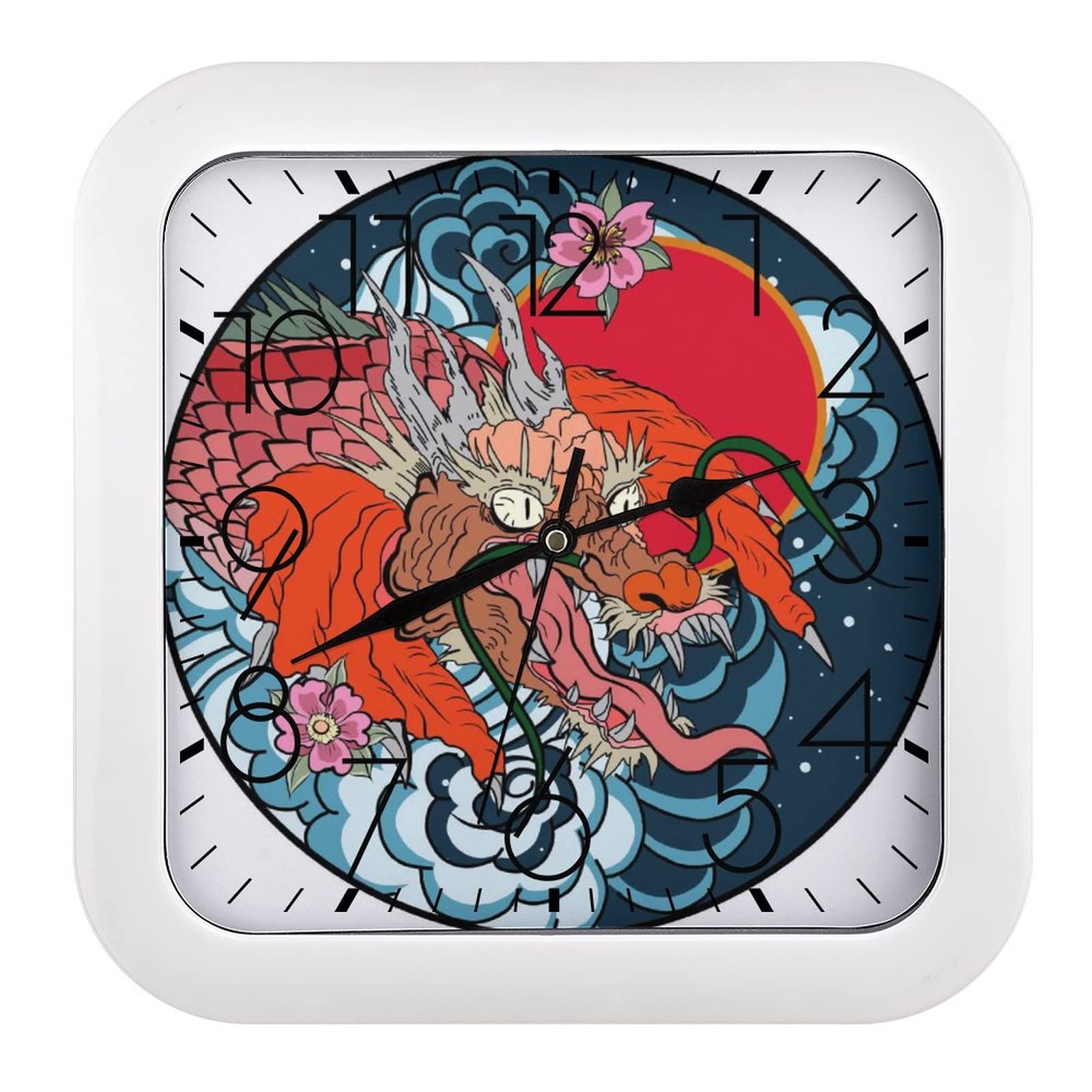 Pendule murale moderne dragon 26cm pour classe d école et bureau calme horloge murale silencieuse