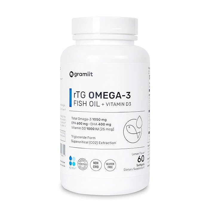 Buy Gramiit rTG Omega3 Fish Oil 1,250 mg (Triglyceride Form with EPA