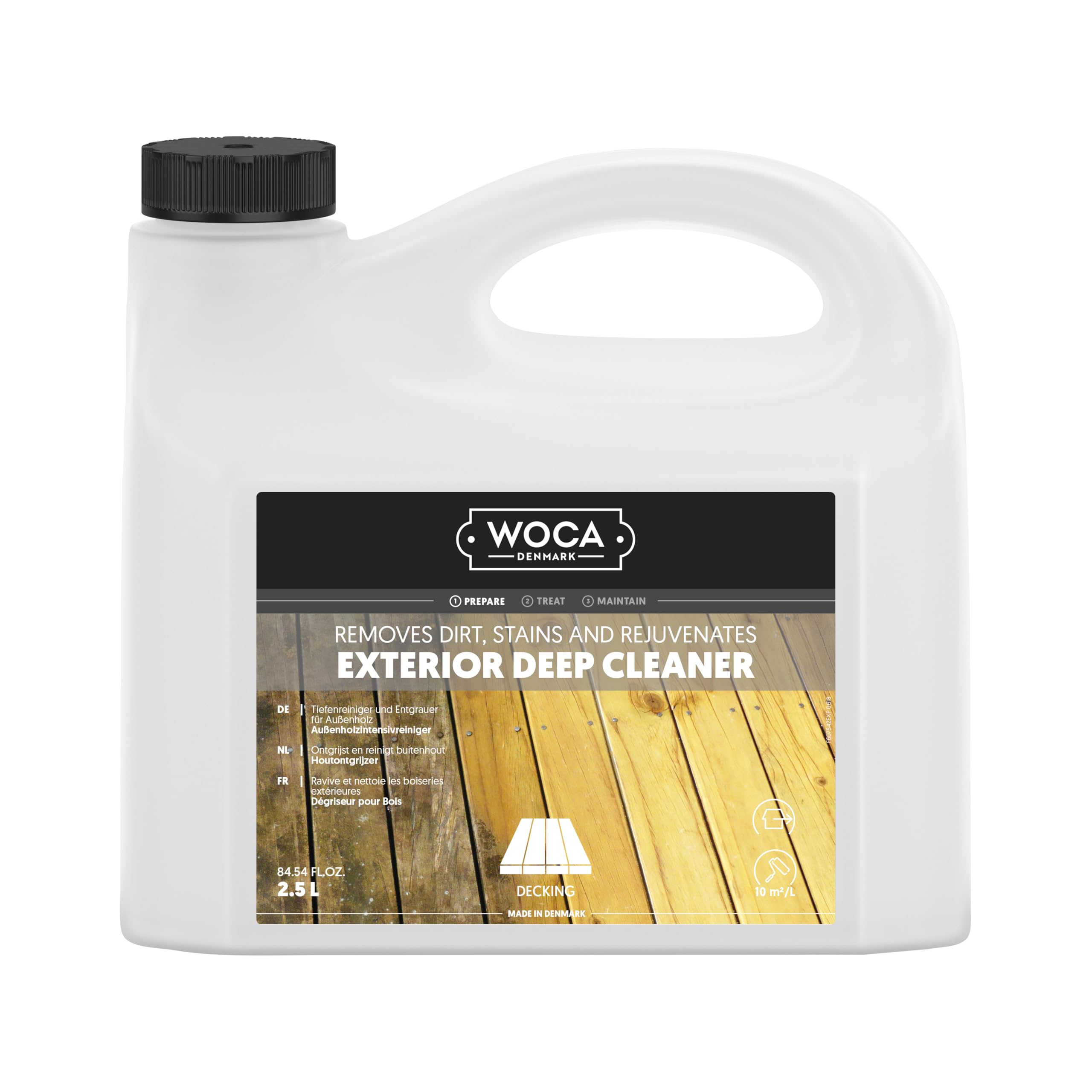 WOCA Denmark Exterior Deep Cleaner 2.5 Litres - Removes Dirt and Green Growth from Patios, Cladding and Furniture