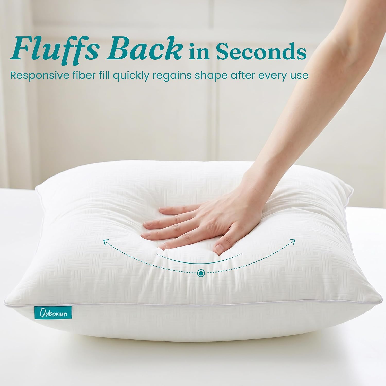 Oubonun Throw Pillow Inserts 18x18 Set of 2 – Full Fluffy Down Alternative Pillow Inserts for Couch, Soft Decorative Square Pillow Forms, Machine Washable for Sofa Bed Living Room, Beige