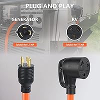Vista 7 de Adaptador de generador RV de 30 amperios a 30 amperios, adaptador RV de 3 clavijas y 30 amperios, enchufe macho L5-30P a receptáculo hembra TT-30R