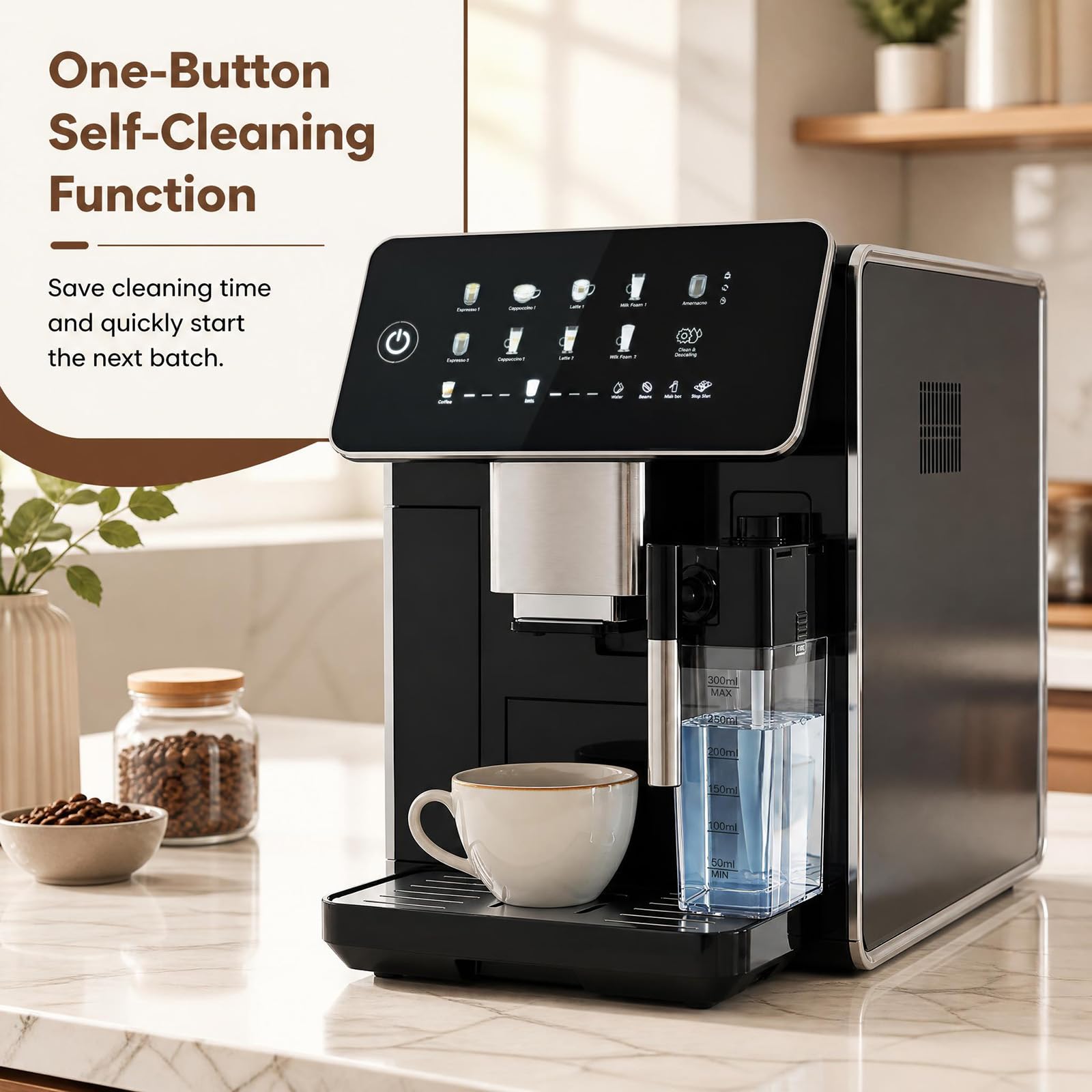 GIANTEX Machina Caffè Automatica e Professionale, 15 Bar, 2 Tazze