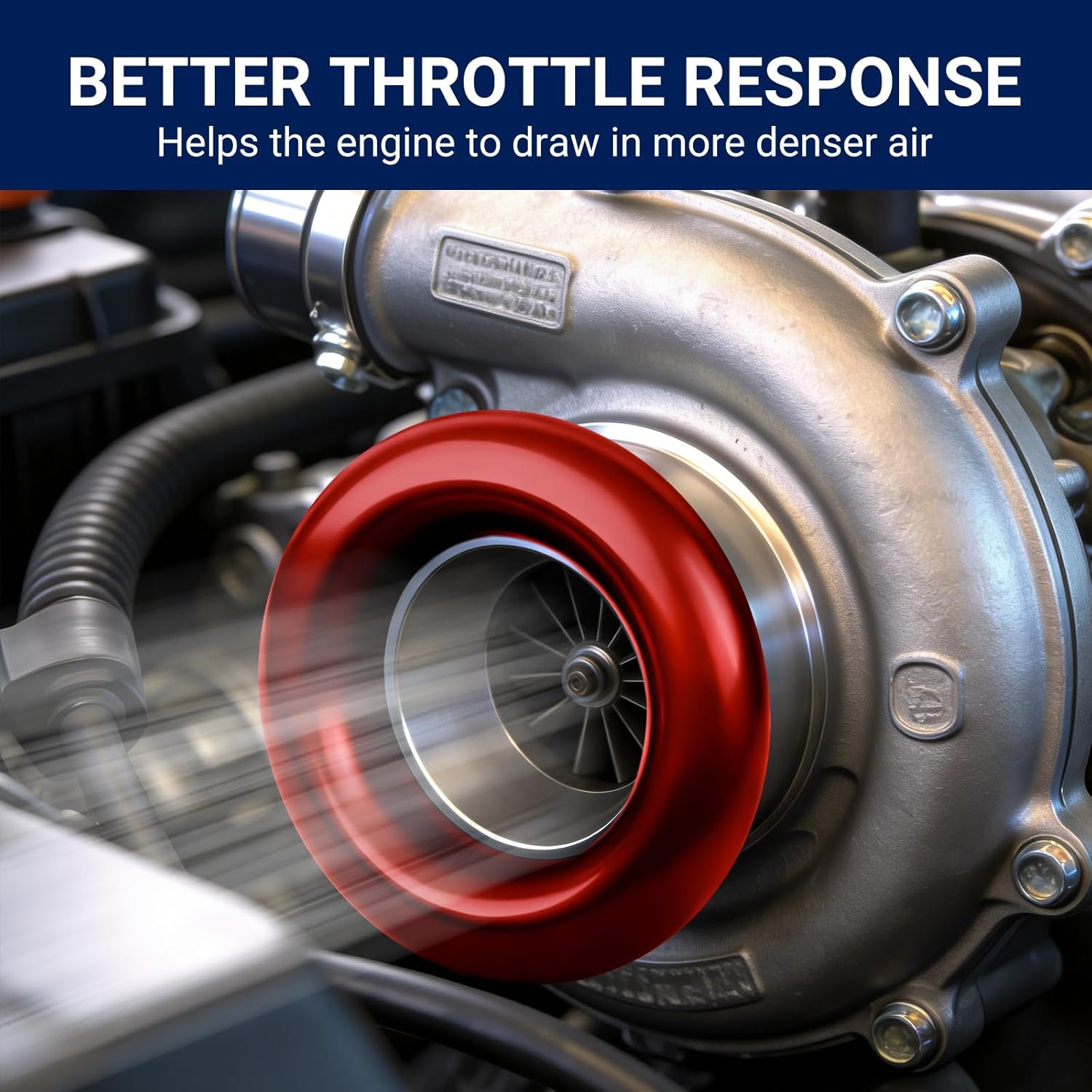 Velocity Stack Adapter, Aluminum Decorative Air Intake Turbo Guard 3.5 Inch Air Inlet Stack- Red