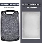 Cutting Boards for Kitchen, Plastic Chopping Board Set of 3 with Non-Slip Feet, Juice Grooves, Easy Grip Handle, BPA Free, Non-Porous, Dishwasher Safe, Multiple Sizes (Black，Grind Function)