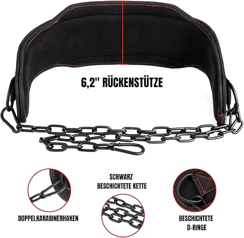 EVO Fitness Ceinture Lestée Musculation 36 Pouces Chaîne Réglable Ceinture De Musculation 6,2" Support Dorsal Ceinture De Levage Ceinture De Trempage Menton Pull Ups Hommes Gym (Noir) - 3
