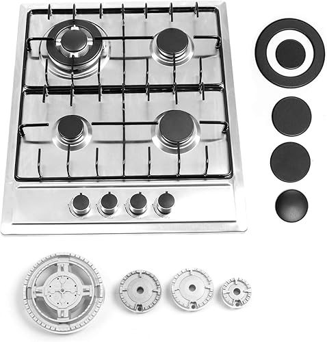 Miniatura 4 de Cocina de gas integrada de 24"x20" de 4 quemadores de acero inoxidable con kit de conversión NG/LPG, protección de termopar y fácil de limpiar