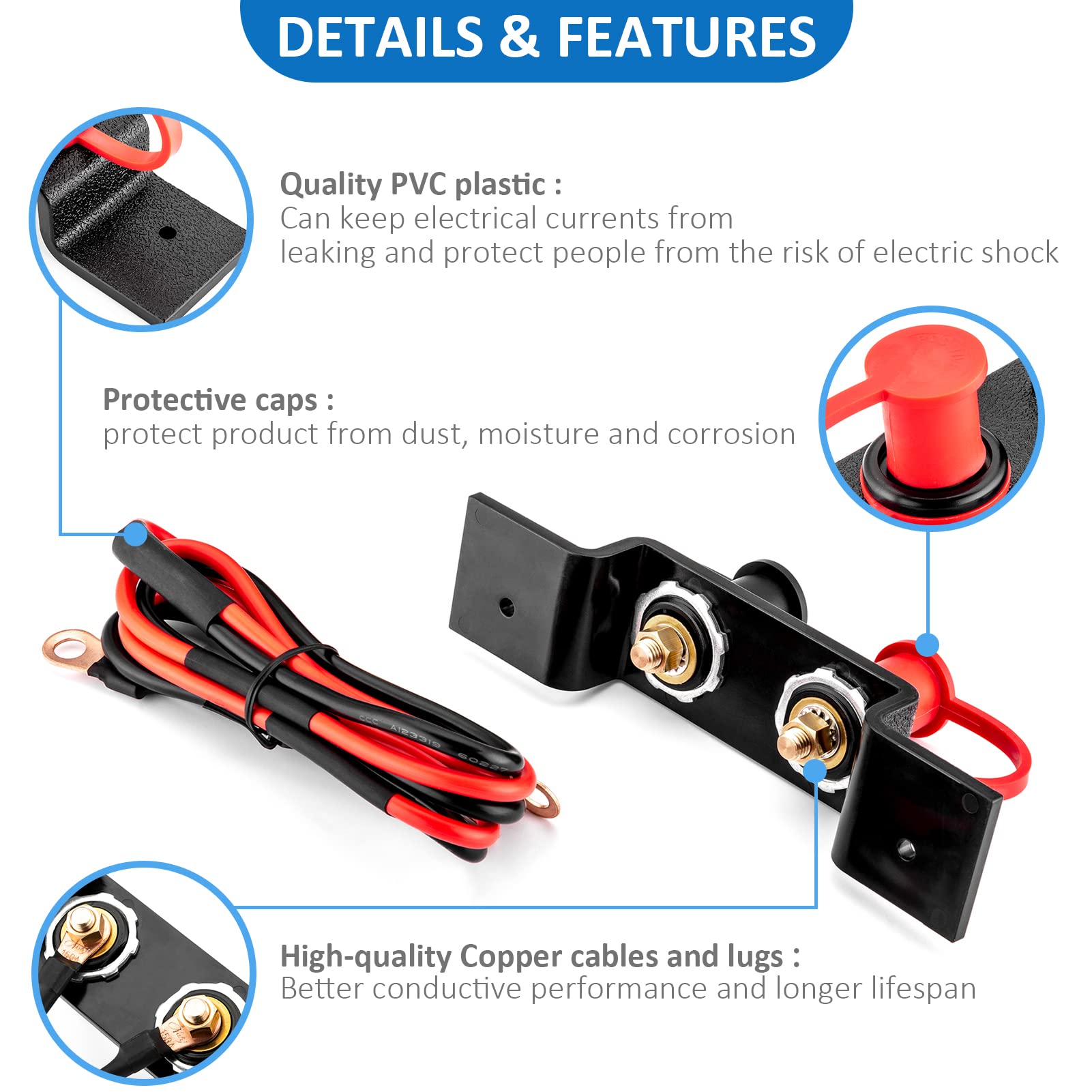 Wsays UTV Battery Jump Post Terminals Relocation Kit Quick Charging Battery Tool Compatible With Can-Am X3 UTV ATV Car Trucks RV Tractor Mower Diesel Boat