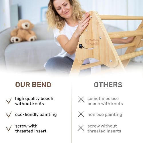 Miniatura 6 de Pickler plegable resistente - Gimnasio de escalada de 3 piezas - Juego de triángulos Pikler 5 en 1 - Rampa escaladora arco de red - Triángulo