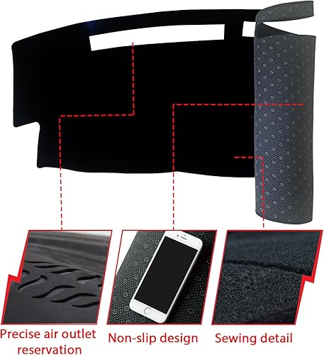 Miniatura 2 de Tapete antideslizante para tablero de instrumentos compatible con Nissan Titan 2004-2012, protector solar (borde negro)