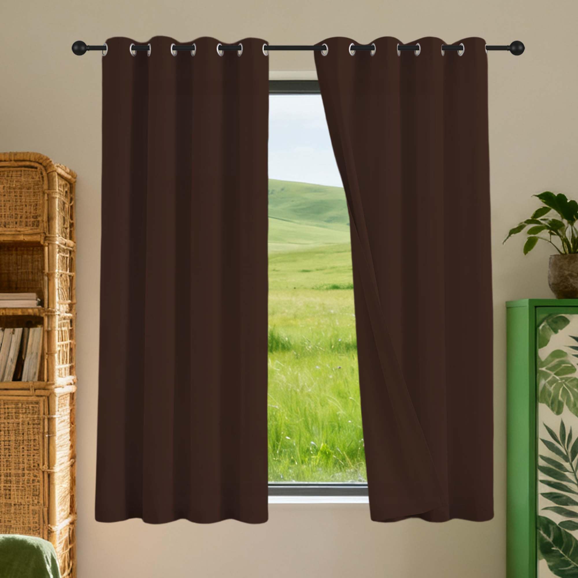 Rideaux anti froid isolant thermique été hiver brun satiné 132x290 cm XIAOMEI