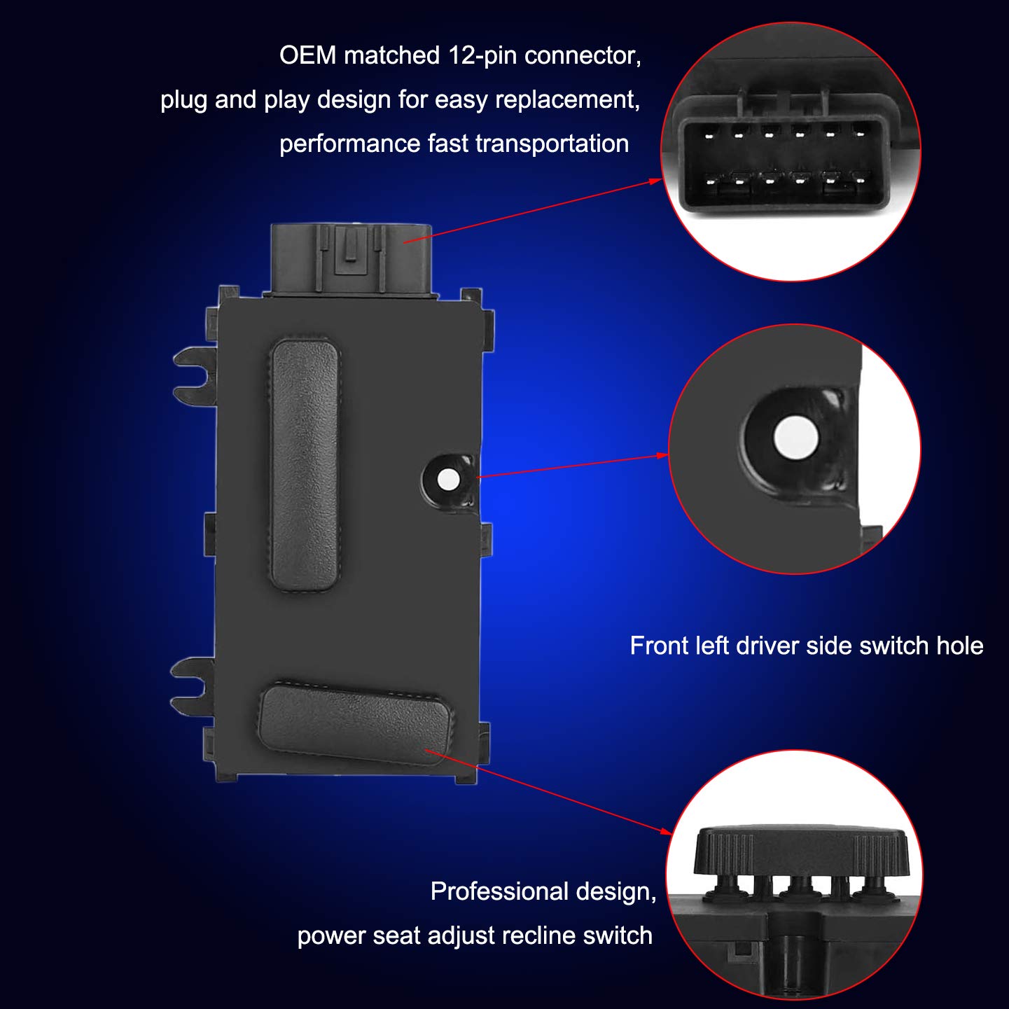 12450166 Driver Left 8 Way Power Seat Adjust Switch Recliner Switch Fit for 1999-2007 Chevy Silverado Avalanche Suburban Tahoe GMC Sierra Yukon Cadillac