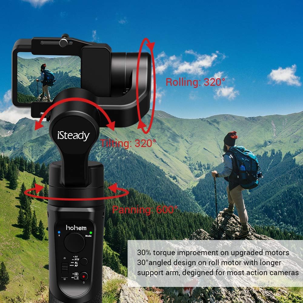 ❤ Crаzу Dеаlѕ Gimbal Stabilizer for GoPro, 3-Axis Handheld Gimbal Stabilizer for Action Camera, GoPro Hero 7/6/5/4/3 DJI Osmo Action, Sony RX0, Yi Cam 4K, AEE, SJCAM, Splash Proof, Timelapse, hoehm iSteady Pro 2
