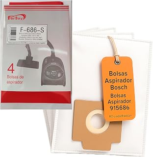 RO Linea Blanca ® Bolsa Saco Aspirador Sintetico Compatible con Bosch Siemens Ufesa Karcher Severin Ref 915686 Pack 4 Unidades Recambio Universal Alta Filtracion Antiacaros Antipolen Hogar Casa