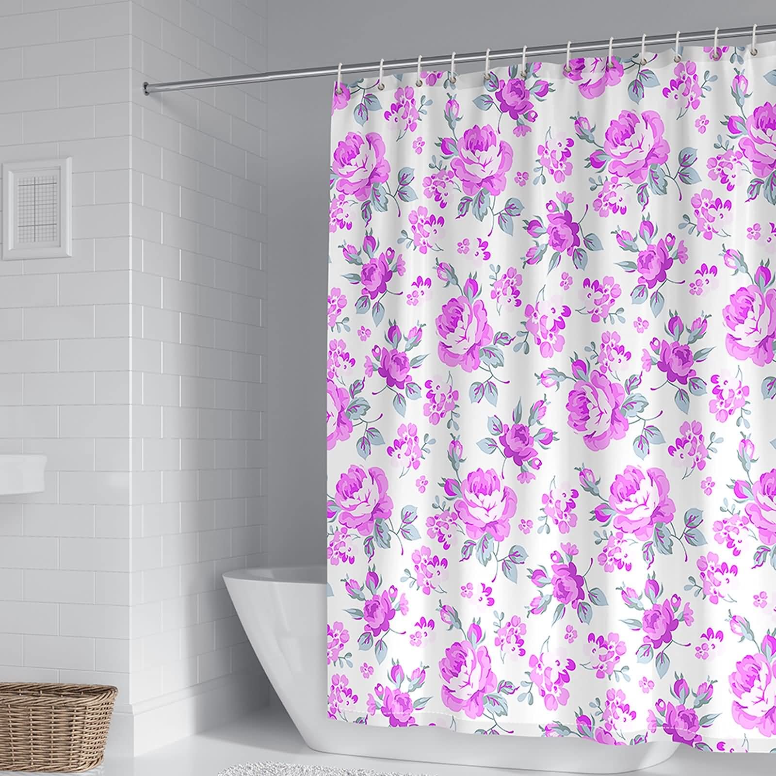 Rideau de douche polyester KnSam motif floral haut de gamme tissu imperméable et résistant