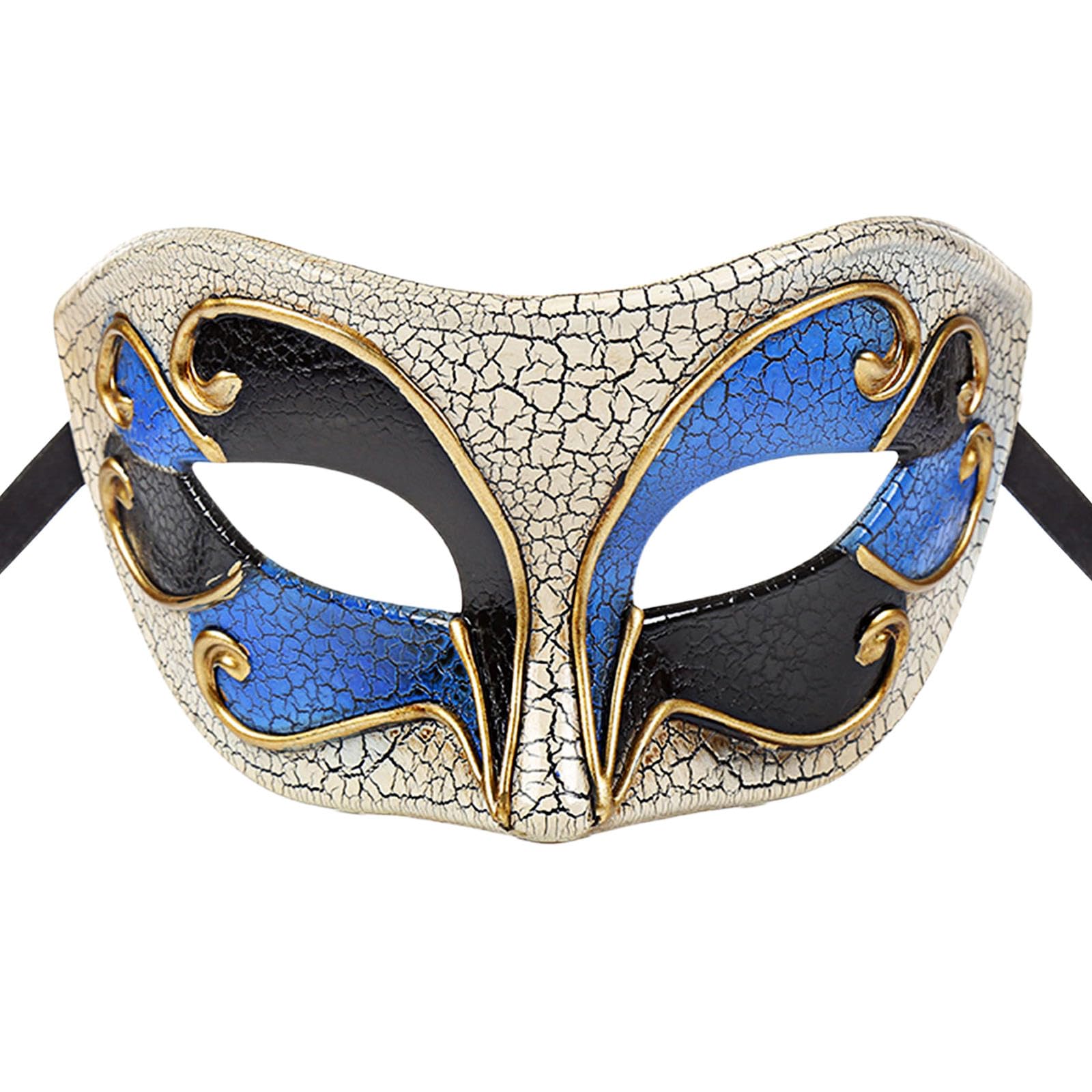 Oidea Masquerade Mask for Men: Retro Venetian Style Cracked Half Face Mask Mascarade Ball Mardi Gras Halloween Costume Phantom Of The Opera Party Prom Ball Masks Blue — image 1