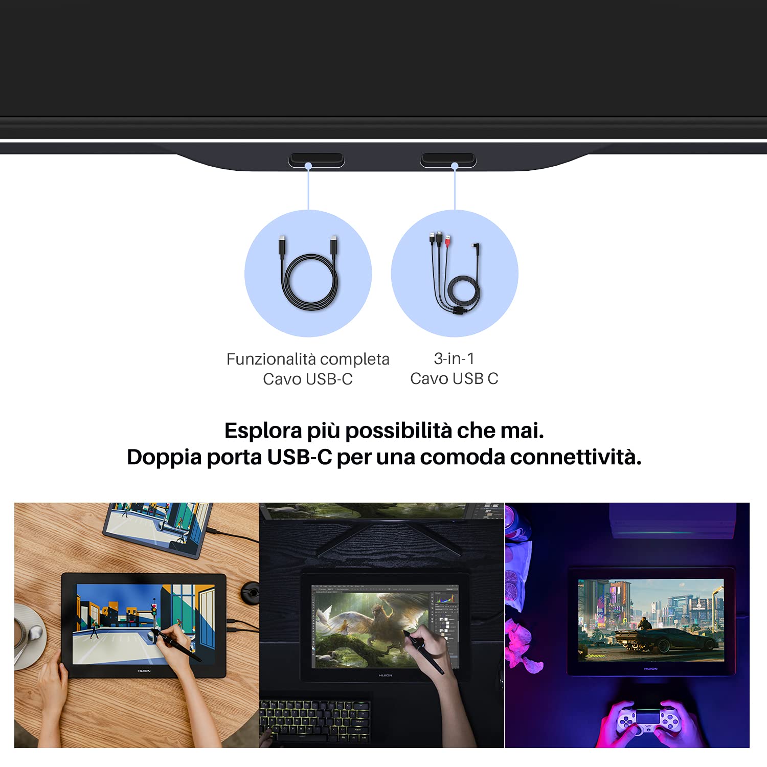 HUION Kamvas Pro 16 4K Tavoletta Grafica con Schermo, 15,6 Pollici Tavoletta Grafica Completamente Laminata Antiriflesso, Funzione di Inclinazione 8192 Stilo Senza Batteria PW517 per PC, Mac, Android