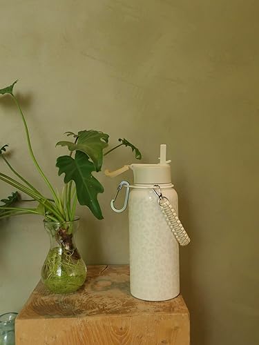 Miniatura 7 de KXIAOCHEN Botella de agua aislada, botella de agua de acero inoxidable, 2 tapas (con pajilla y tapa con asa), botellas de agua metálicas de boca