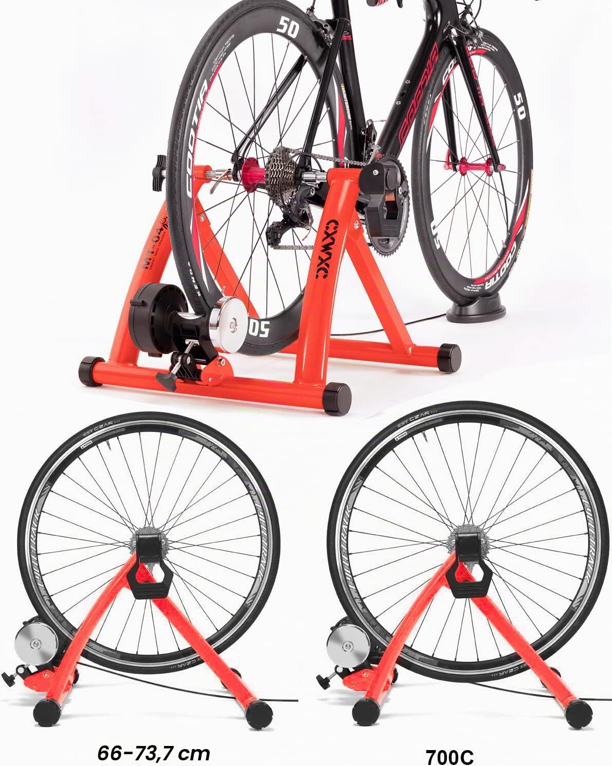 CXWXC Vélo d'entraînement à roulettes Pliable en Acier avec libération Rapide Support de Roue Avant pour entraînement de vélo de 26 à 29 Pouces à la Maison et à l'intérieur