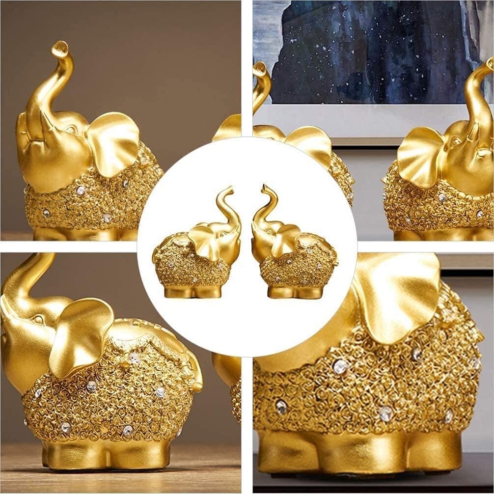 Estatua de Feng Shui 2 Piezas Figuras de Elefante Riqueza Figura de Elefante de la Suerte Adorno de Escritorio de Resina decoración de la habitación del hogar decoración de Escritorio Navida