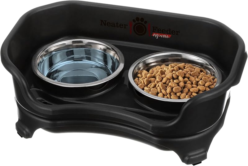 Comedouro Elevado para Gatos Neater Feeder Express com Tigelas de Aço Inoxidável, Preto