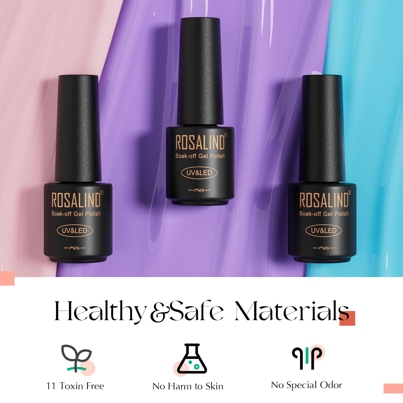 ROSALIND Vernis Semi Permanent 38 Pcs, 35 Couleurs + 1 Base ＋1 Top Coat Brillant ＋1 Top Coat Matte, Lot Vernis Gel Semi Permanent Rose Noir Blanc UV LED Vernis à Ongles Gels