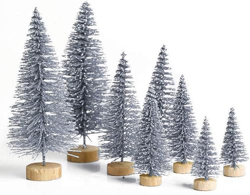8 piezas de árbol de Navidad artificial, árbol de Navidad ligero en miniatura de pino nevado, adornos de Navidad para el hogar, mesa, escritorio,