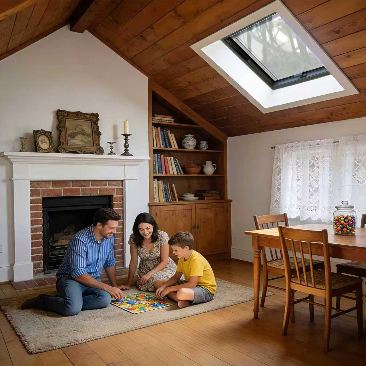 Custom Manual Skylight Window, Skylights for House Roof with Double Tempered Glass and Aluminum Alloy Frame, Roof Skylight for Home/Sun Room/Attic/Basement Daylighting