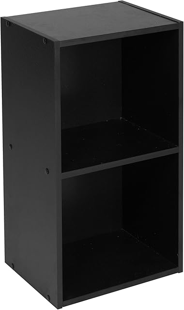 URBNLIVING ® 1, 2, 3, 4 Tier Wooden Shelving Bookcase Storage Wood Shelf Unit (2 Tier, Black)