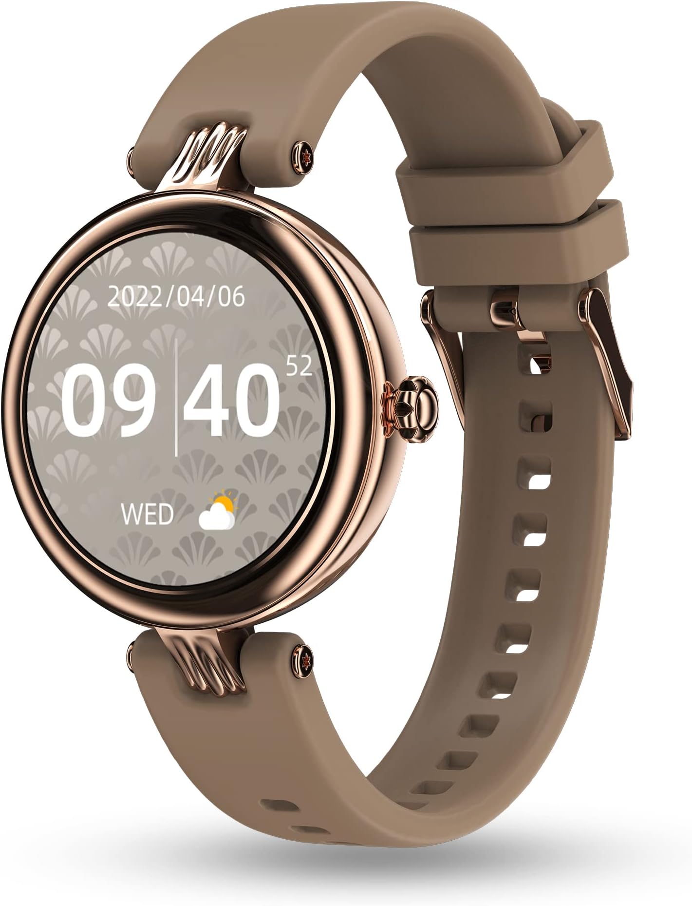 Pebble Venus Smartwatch for Women with Advance Bluetooth Calling, Multiple Sports Mode, Female Health Suite, Multiple Watch Faces, SPO2 (Tan Gold)