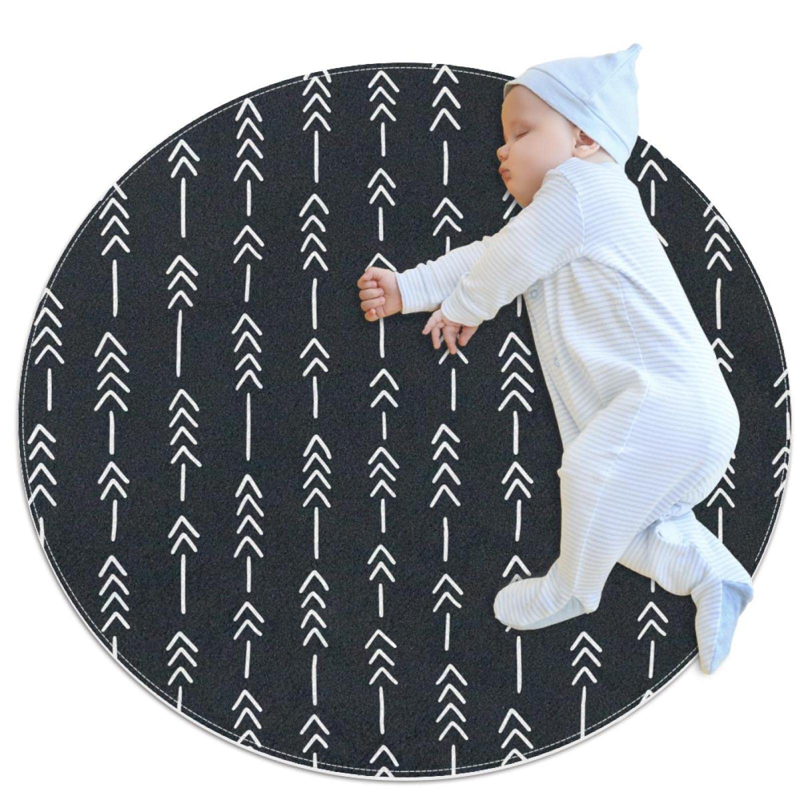 Tapis de bain géométrique pour chambre d'enfant et canapé rond de 1m de diamètre