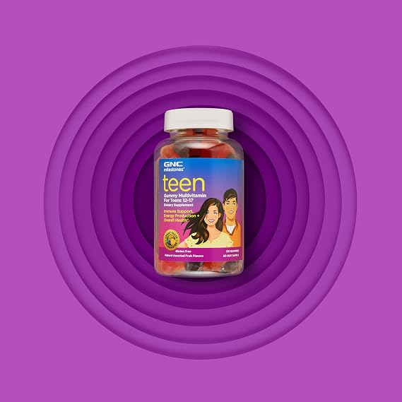 GNC milestones Teen Multivitamin, Fruit Flavors, 120 Gummies, 60 Servings