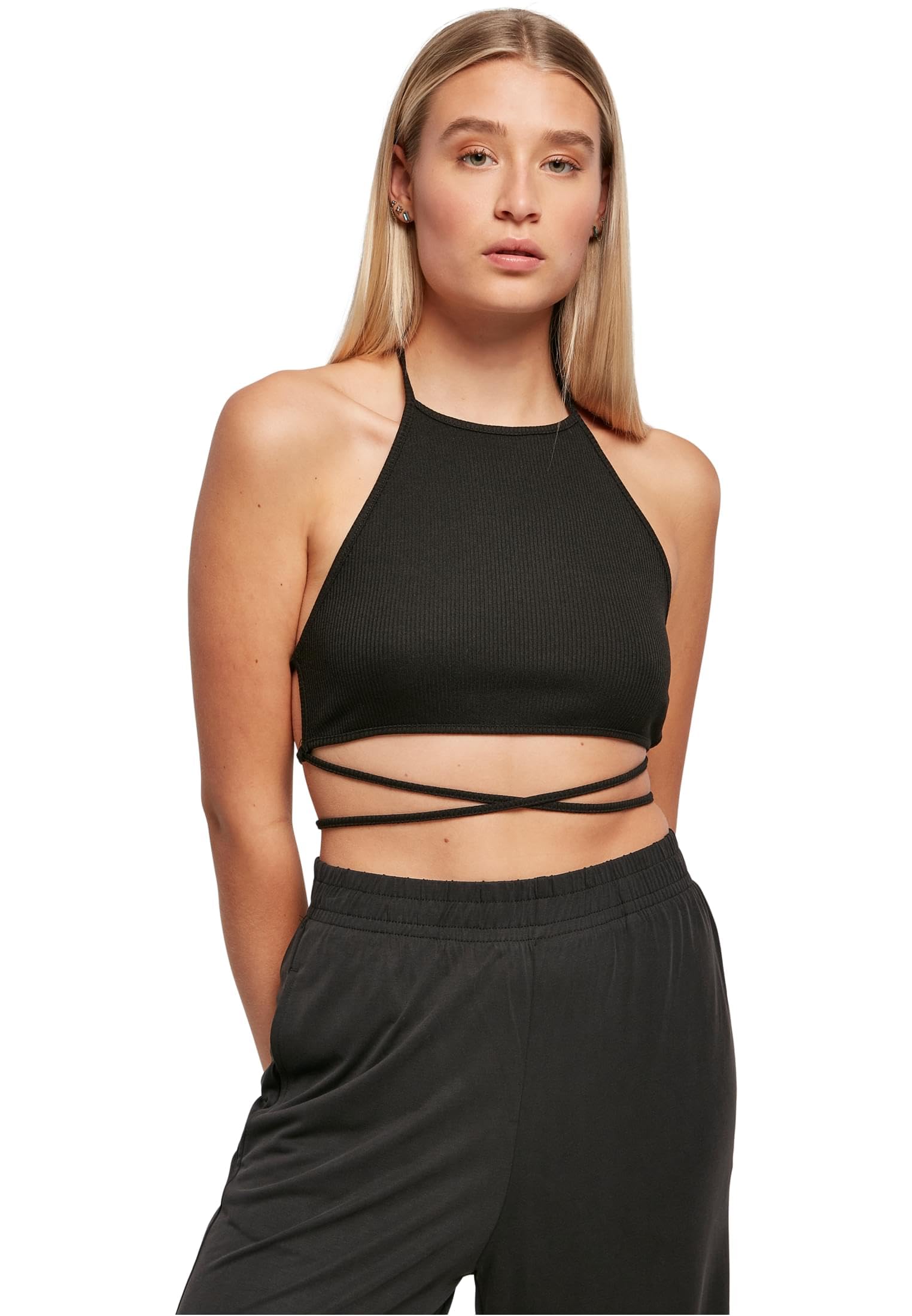 Urban Classics Damen Ladies Rib Trapeze Cropped Top