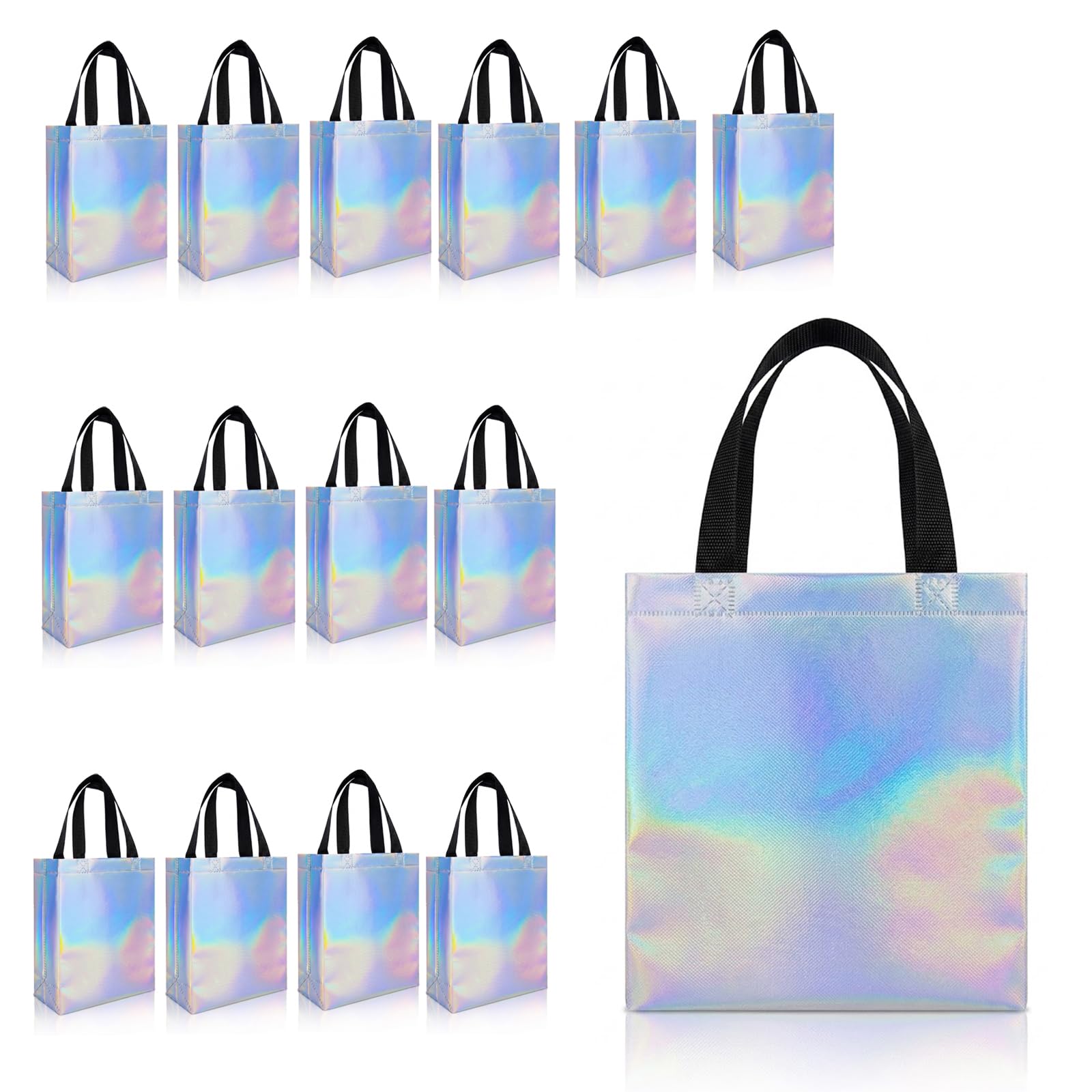 15 Pcs Iridescent Party Bags, Glossy Iridescent Gift Bags