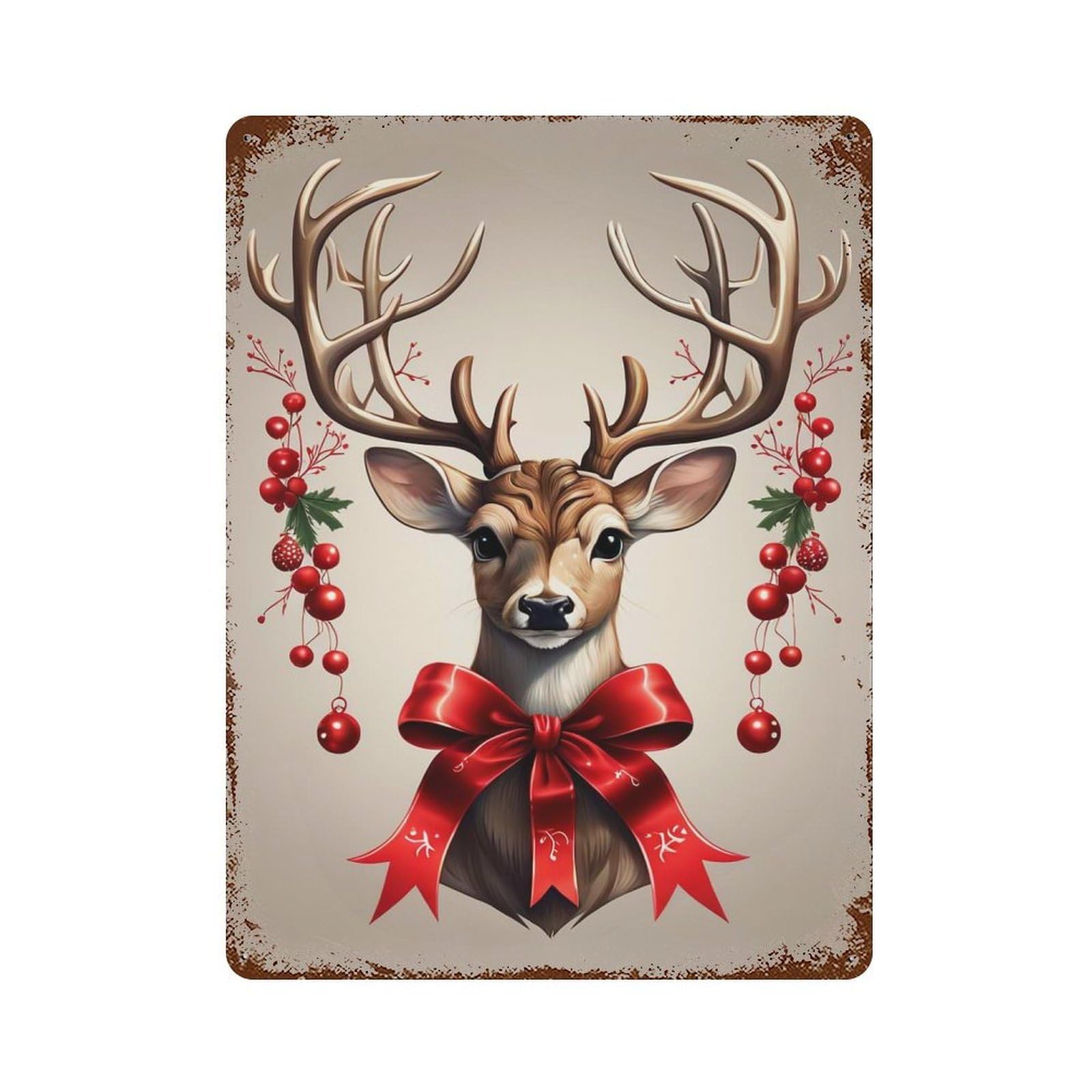 Garage Style Deer Distressed Metal Wall Sign 15.7"x11.8", Decorative Metal Wall Art for Bar And Workshop