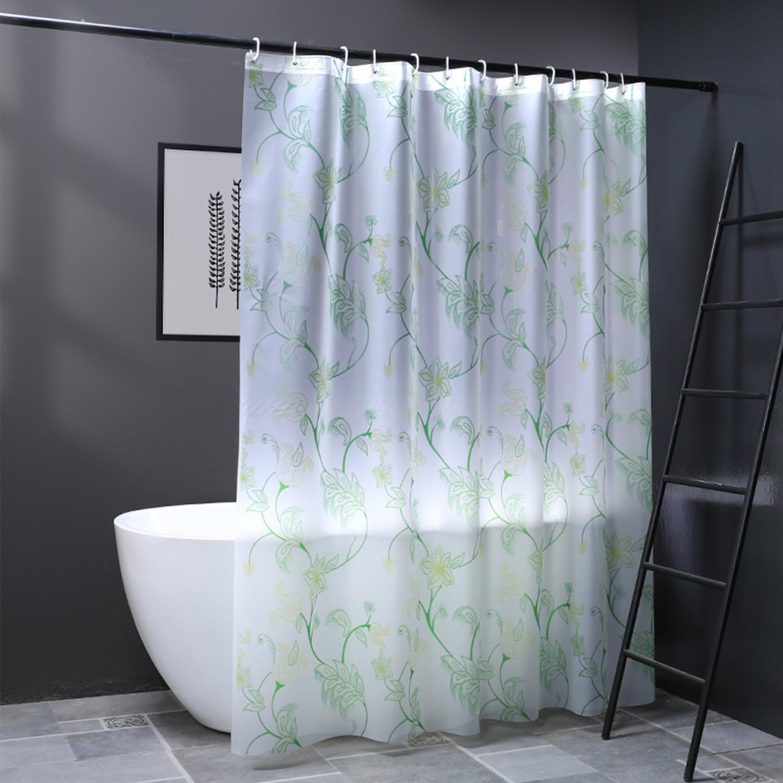 Duschvorhang 180x200 cm, Duschvorhang Anti-schimmel, Wasserdicht Und Trocknet Schnell, Waschbar Eva Shower Curtain, Mit Haken, Für Badezimmer Und Badewanne. (180 * 200cm, Geblümt B)