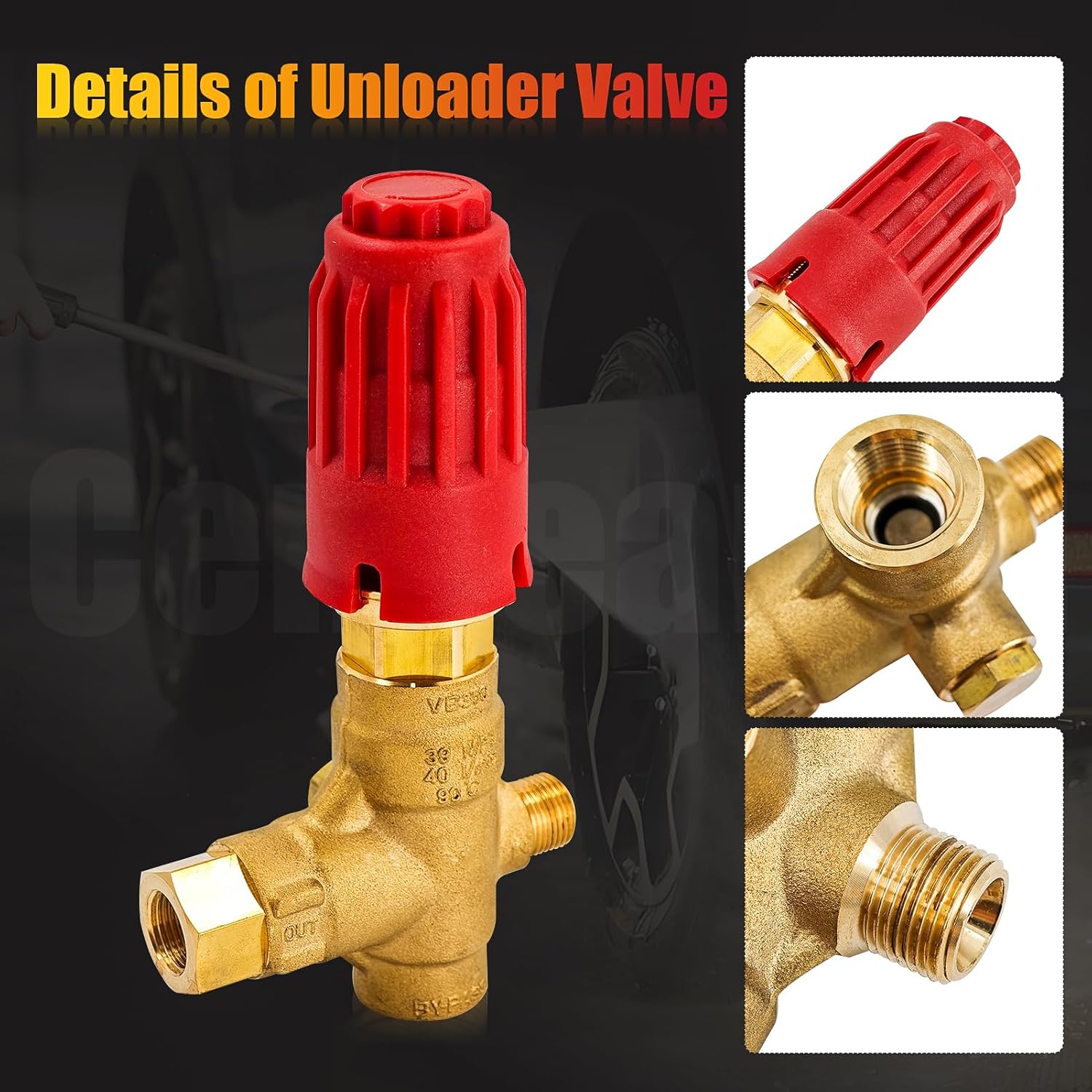 350 Unloader Valve Pressure Washer Pump with Knob Compatible with VB350, fit for AR, fit for Comet, fit for Cat pump 7630 High Pressure Pump 10.5 GPM 5650 PSI
