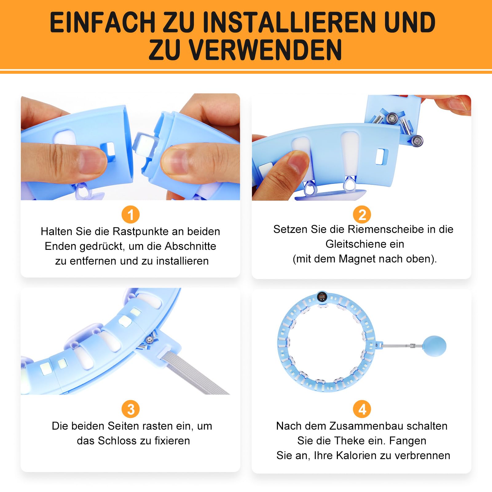 Hula Hoop Gymtek Con Palline Massaggianti - 100cm, Magnetico, Per Dimagrire E Tonificare - Foto 4