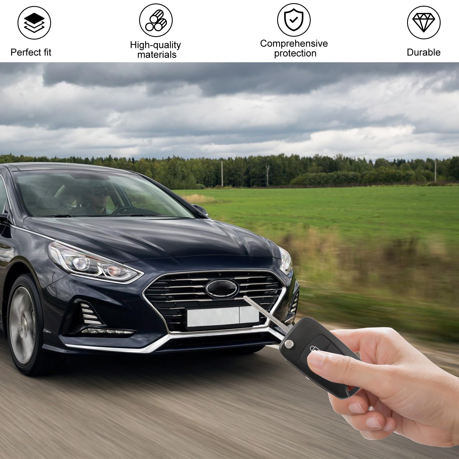 2 sztuki etui na kluczyki samochodowe z 3 przyciskami, zestaw przycisków kompatybilnych z Hyundai i10, i20, i30, ix20, ix35, Kia Sportage Ceed Soul Rio Picanto, pilot zdalnego sterowania, obudowa