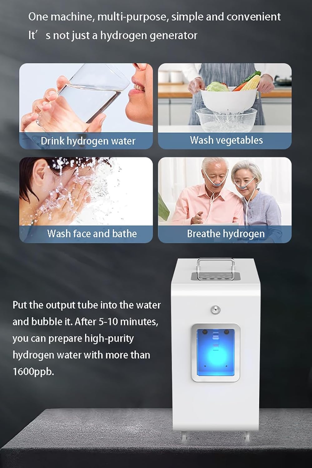 Inhalator wodoru, generator inhalacji wodoru 3000 ml/min, inhalacja wodoru w domu Por, generator wodoru o wysokiej czystości 99,99%, 1500 ml/min