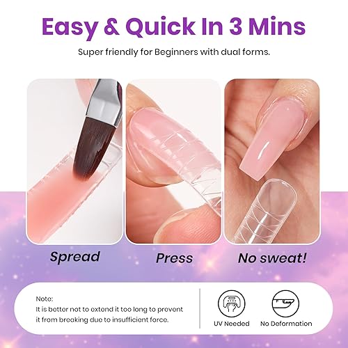 Miniatura 101 de Beetles - Kit de extensión de gel de uñas de polietileno, 6 colores de gelatina nude con solución deslizante, mejora de uñas para principiantes y 0