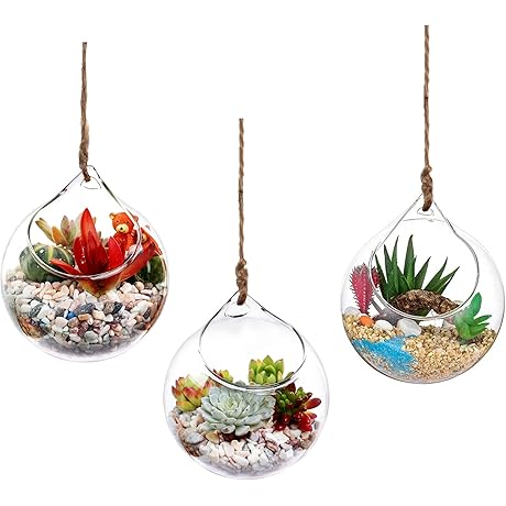 Ivolador 2PCS 4.7" Hanging Glass Globe Terrarium