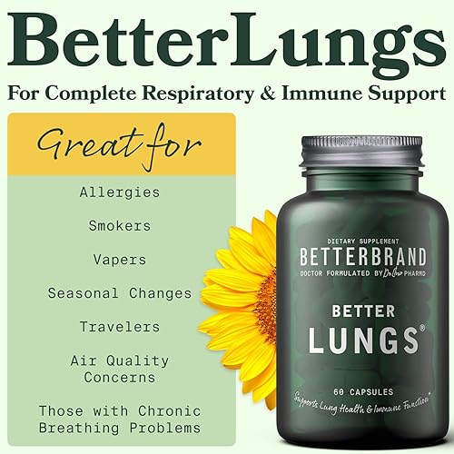 Miniatura 2 de Betterbrand Paquete Better Lungs & Mushrooms - Suplemento diario de salud resporatoria y gomitas de hongos para apoyar la salud intestinal