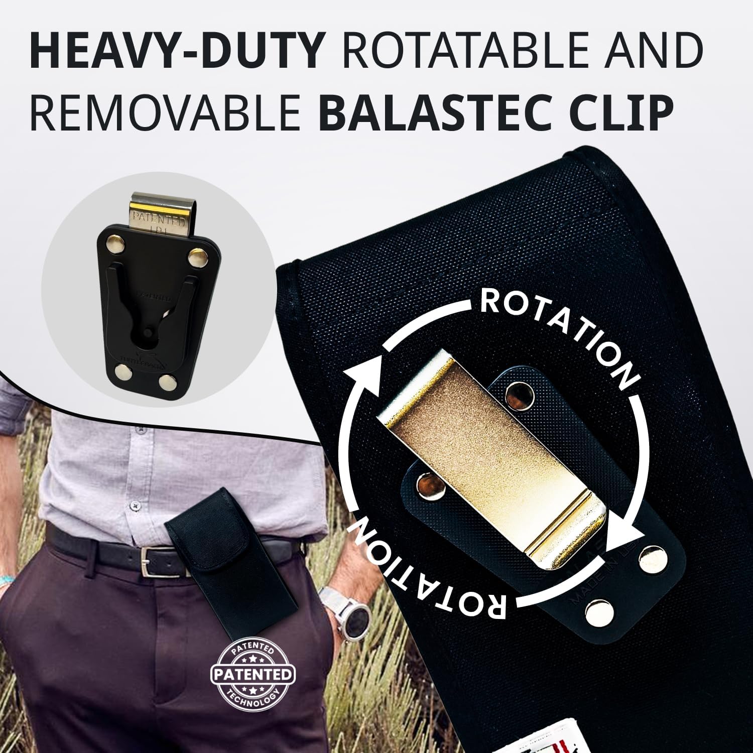 Turtleback Phone Belt Clip for Galaxy S26 Plus, S25 Plus, S24+ to S20+ – Medium - Black Nylon Holder Fits Commuter, Symmetry or Medium Style Cases – Heavy Duty Rotating Belt Clip, Magnetic Closure