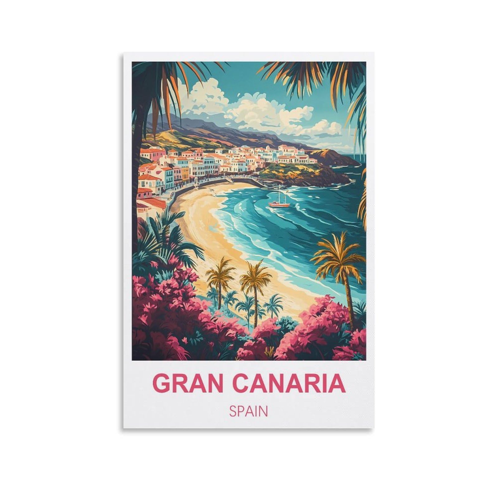 Hsayyiii Unframe-Style Gran Canaria Spain Vintage Travel Posters 08X12inch(20X30cm) Canvas Art Poster And Wall Art Picture Print Bedroom Decor