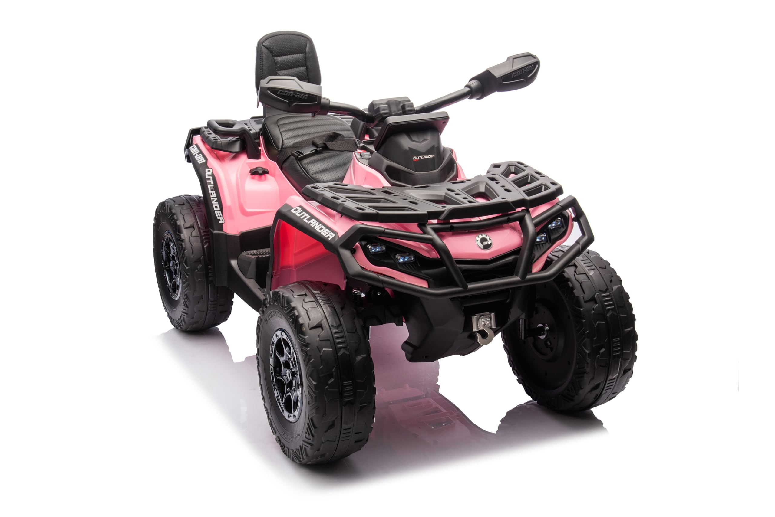 FINOOS Quad Electric Enfants 2 Places 24V, Can-am Outlander, Voiture Electrique Enfants 4x4, lumières LED, 24V, Moteurs 4 x 200W Batterie: 24V 7Ah, Roues Souples en EVA (Rose)