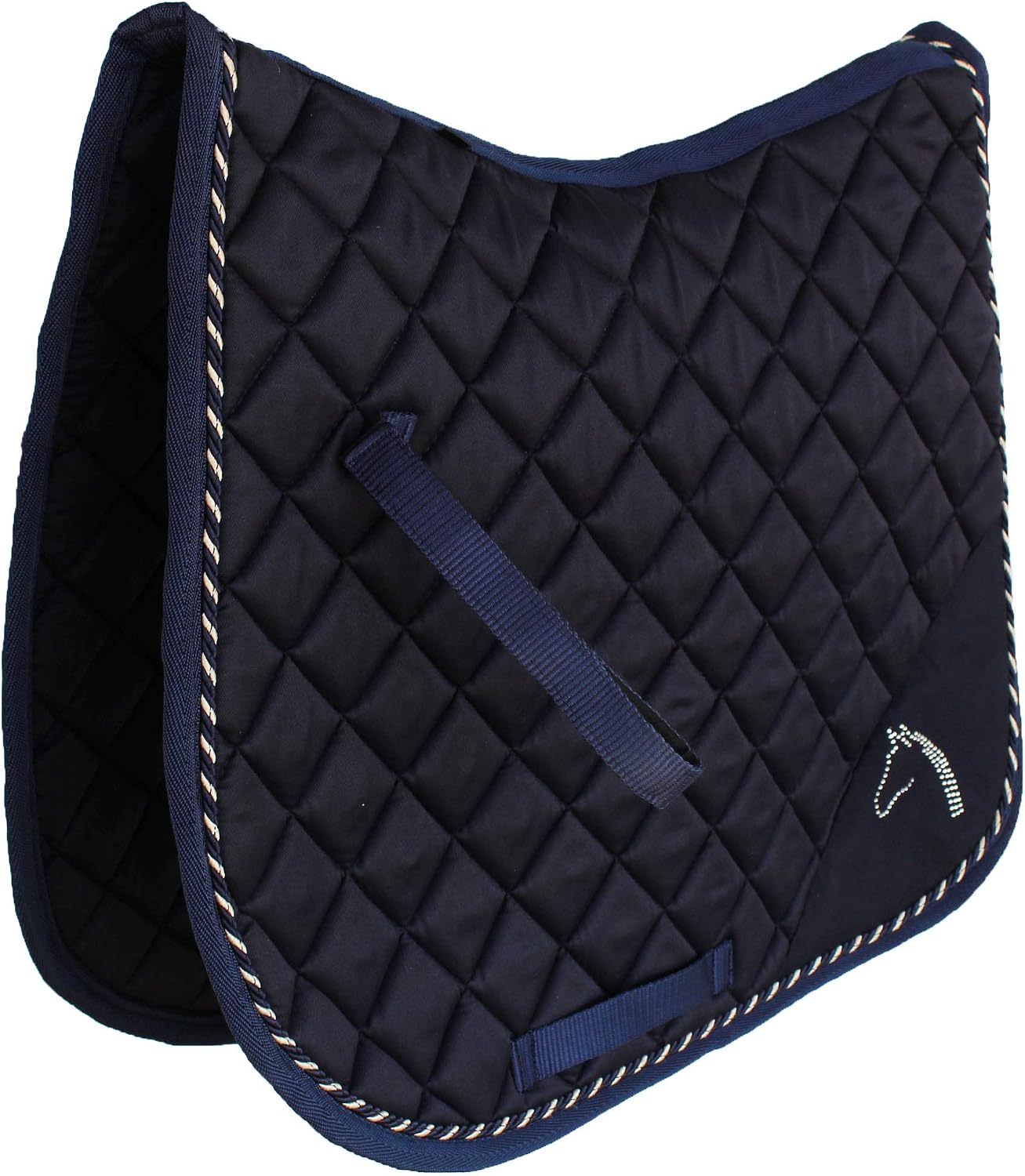 St. Charles Horse English COB Quilted All Purpose Riding Square Saddle Pad Crystal Navy 72M01C