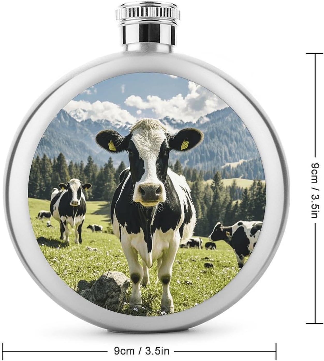 Black And White Cow Stainless Steel Flagon to 5 Oz with Screw Cap,Hip Flask for Men–Whiskey & Liquor Pocket Flask,Alcohol Flagon for Camping Drink Sports Outdoor Wine Bottle