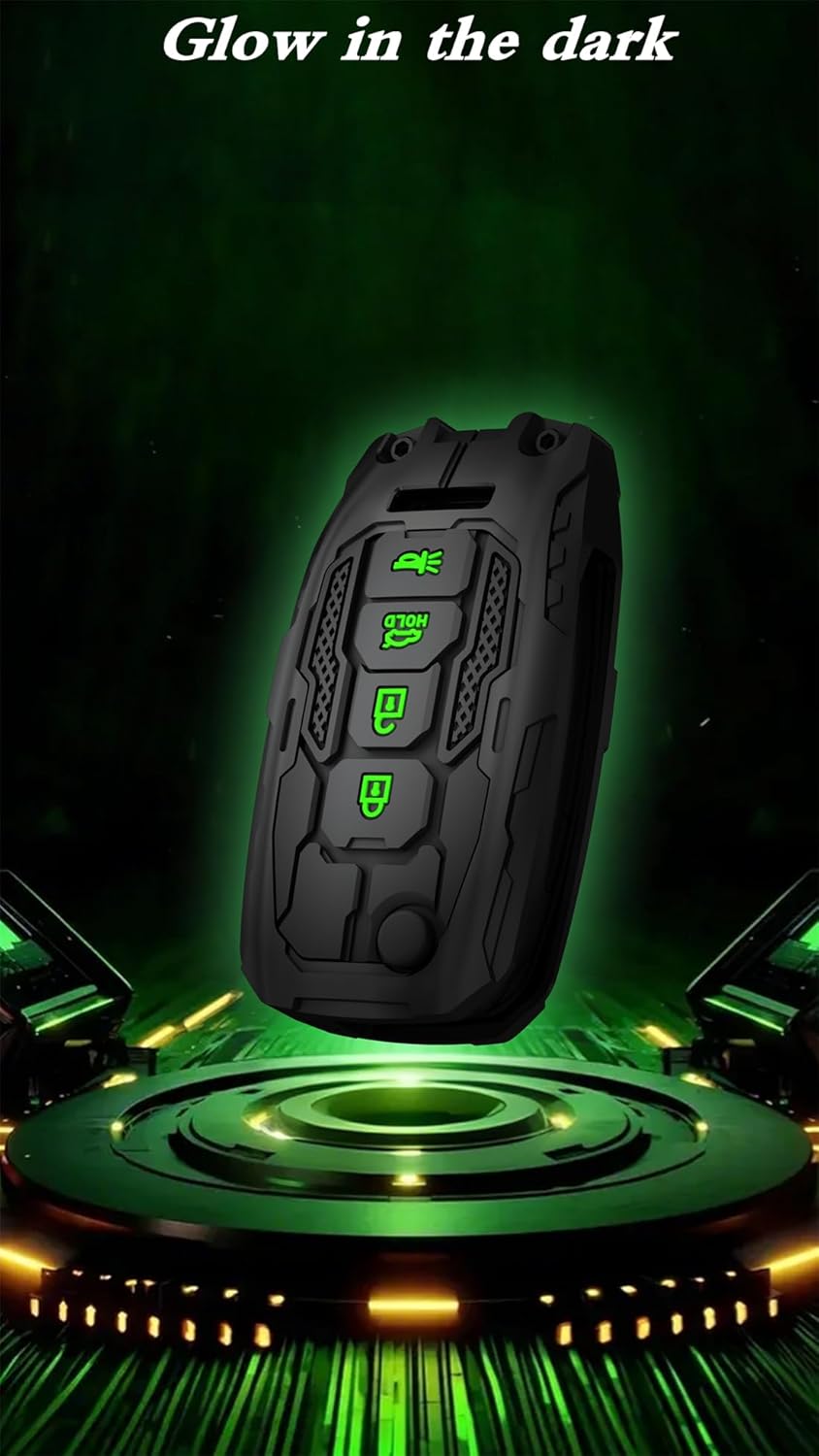 Heavy Key Fob Cover for kia, Key Fob Case Protector Accessories Fits for Kia Soul Sorento Optima Sportage Rio Forte NIRO 4 Buttons Folding Smart Key (Black)