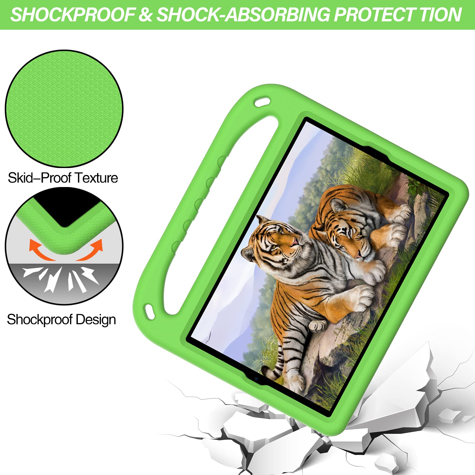Funda para Samsung Galaxy Tab A 10.1 2019, a prueba de golpes, con soporte y correa para el hombro, funda infantil para Samsung Galaxy Tab A 10.1 pulgadas SM-T510 / T515 (verde, para Galaxy Tab A 10.1